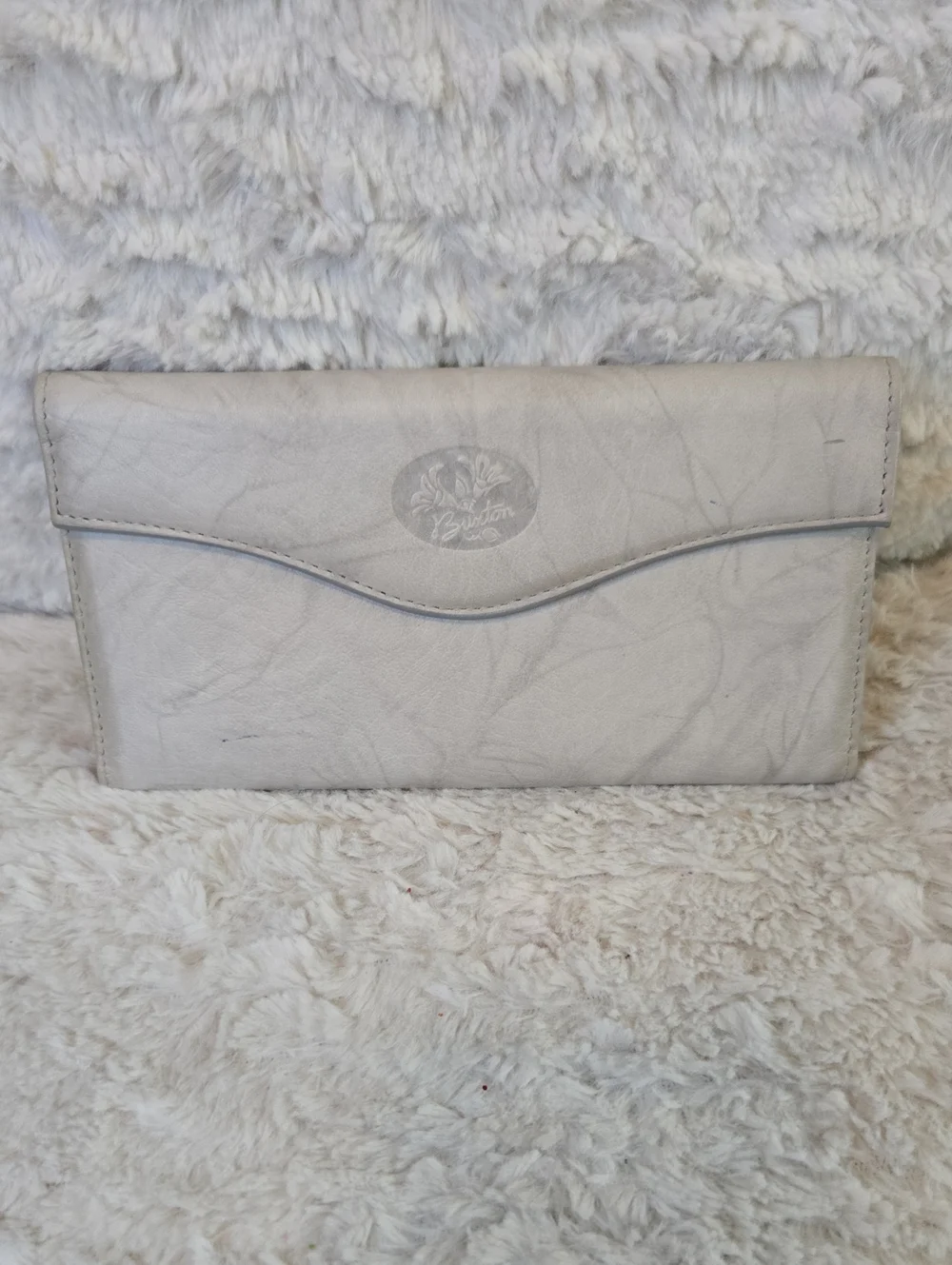Burton Light Gray Leather Wallet Clutch
